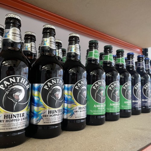 Panther beer in stock on a shelf