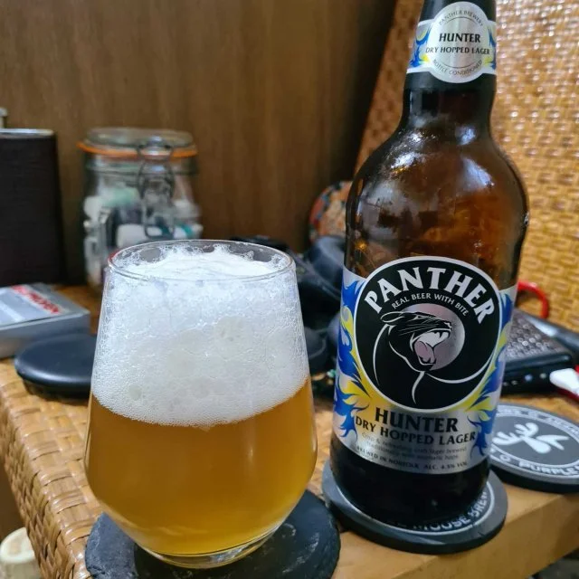 Image of panther brewery hunter lager in a bottle and glass